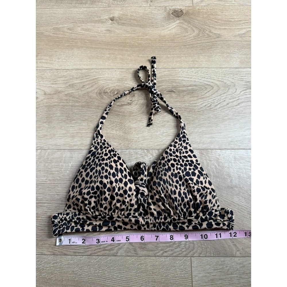 EUC Victoria Secret leopard print bikini top THE PLUNGE halter pushup size S - Picture 3 of 7
